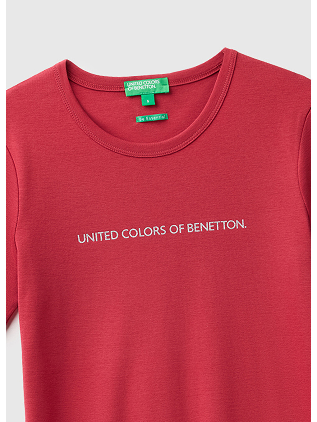 Kadın Bordo %100 Pamuk Logo Baskılı Bisiklet Yaka T-shirt-2