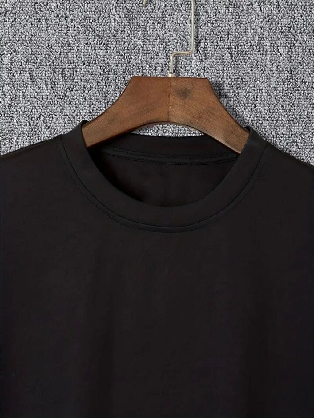 Baskılı Oversize Bisiklet Yaka T-shirt - Siyah-1