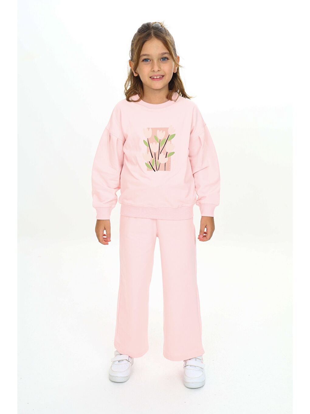 Pembe Kız Çocuk Baskılı Eşofman Takım