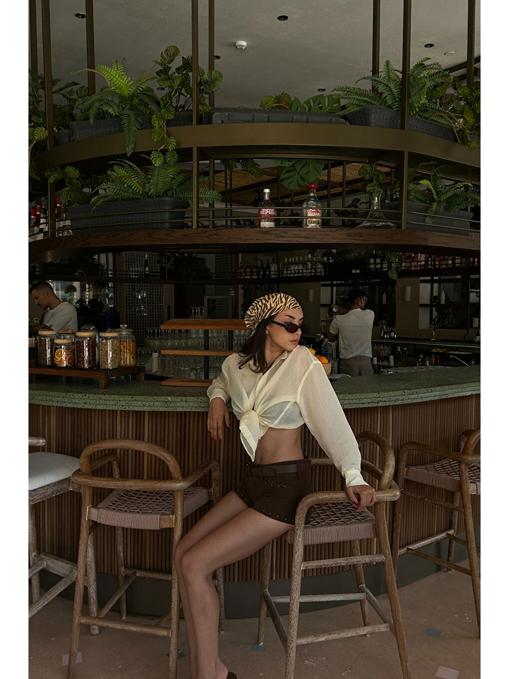 Kadın Sarı Transparan Çizgili Gömlek 1006-6876-2