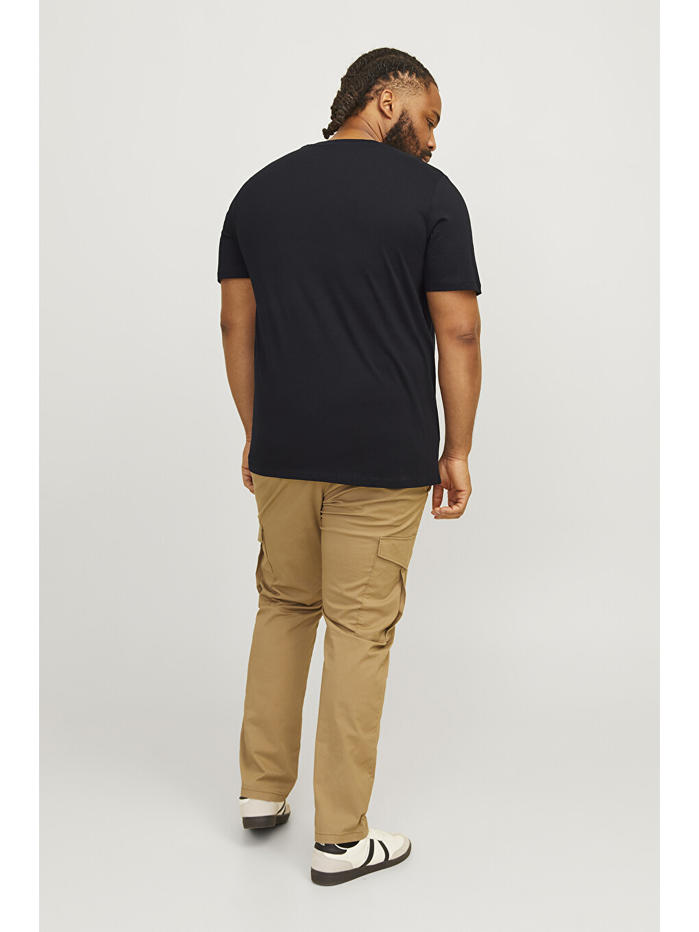 Siyah Plus Jjecorp Büyük Beden %100 Pamuk Slim Fit Bisiklet Yaka Erkek Tişört 12243630-4