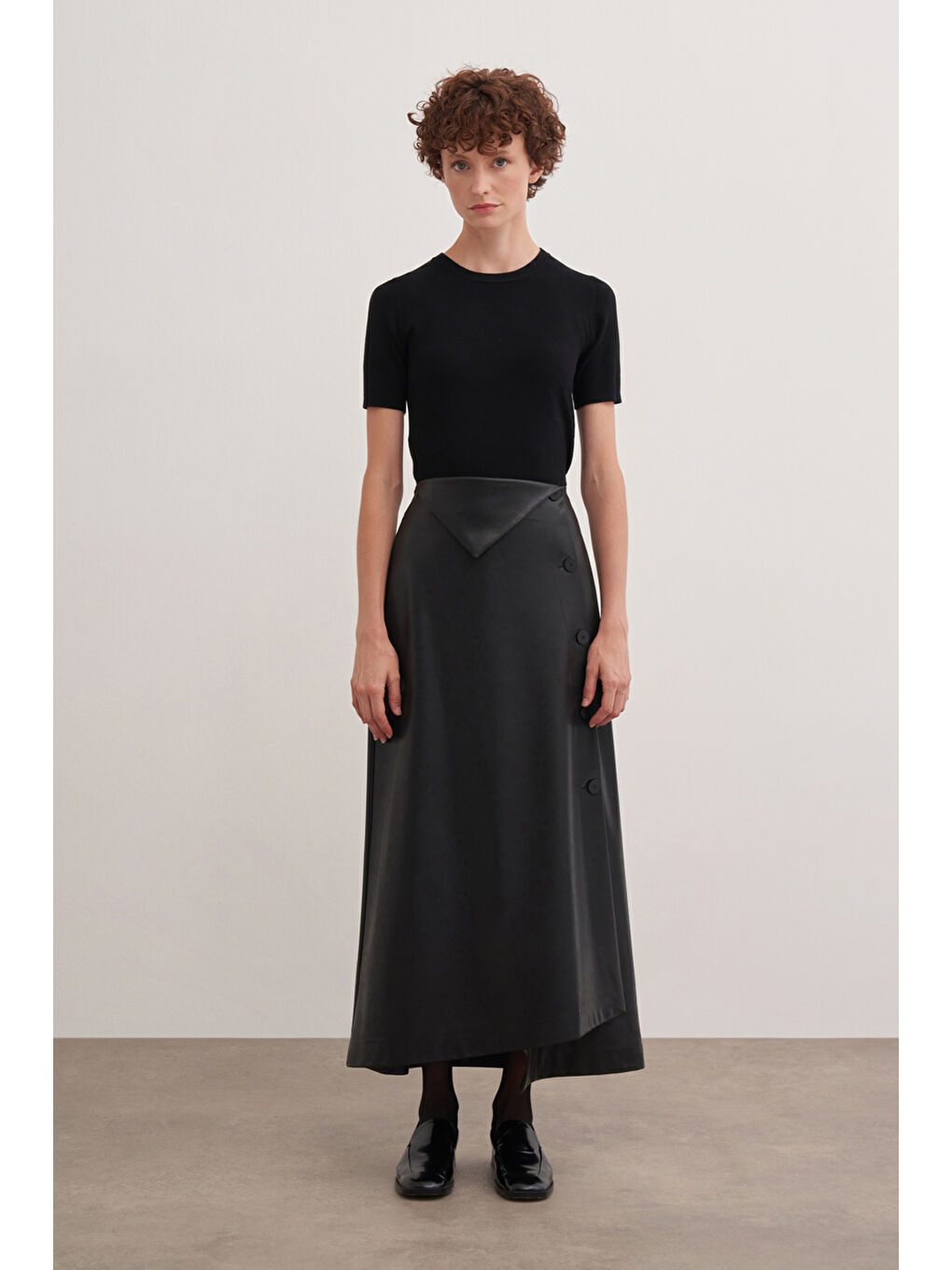 Siyah 1175111 Deri Etek Düğme Aksesuarlı