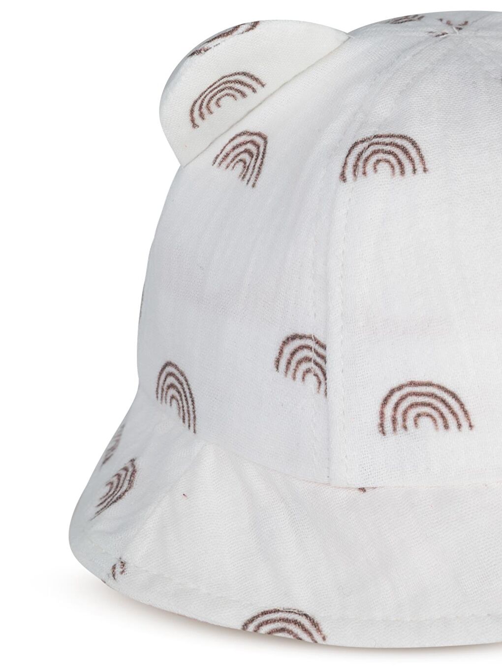 Baby 3D Kulaklı Desen 6-18 Ay Bebek Kız Maksi Şapka - Ekru-1