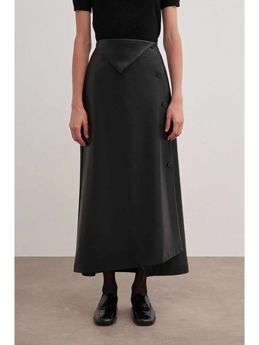 Siyah 1175111 Deri Etek Düğme Aksesuarlı-1