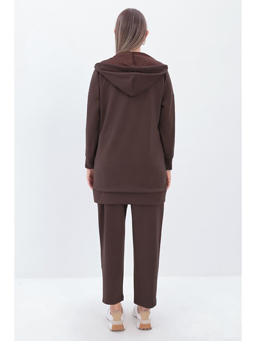 Kahverengi Kahve-Kanguru Cepli Hırkalı Eşofman Takımı-3