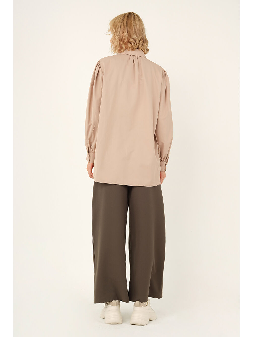 Balon Kol Gömlek Bej-3