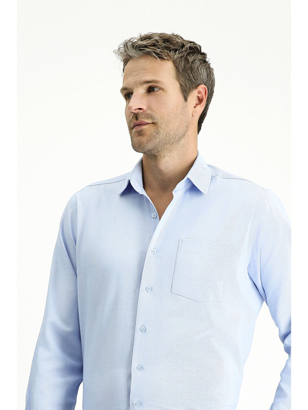 Mavi Uzun Kol Regular Fit Klasik Yaka Oxford Pamuklu Kolay Ütülenebilir Büyük Beden Gömlek-2