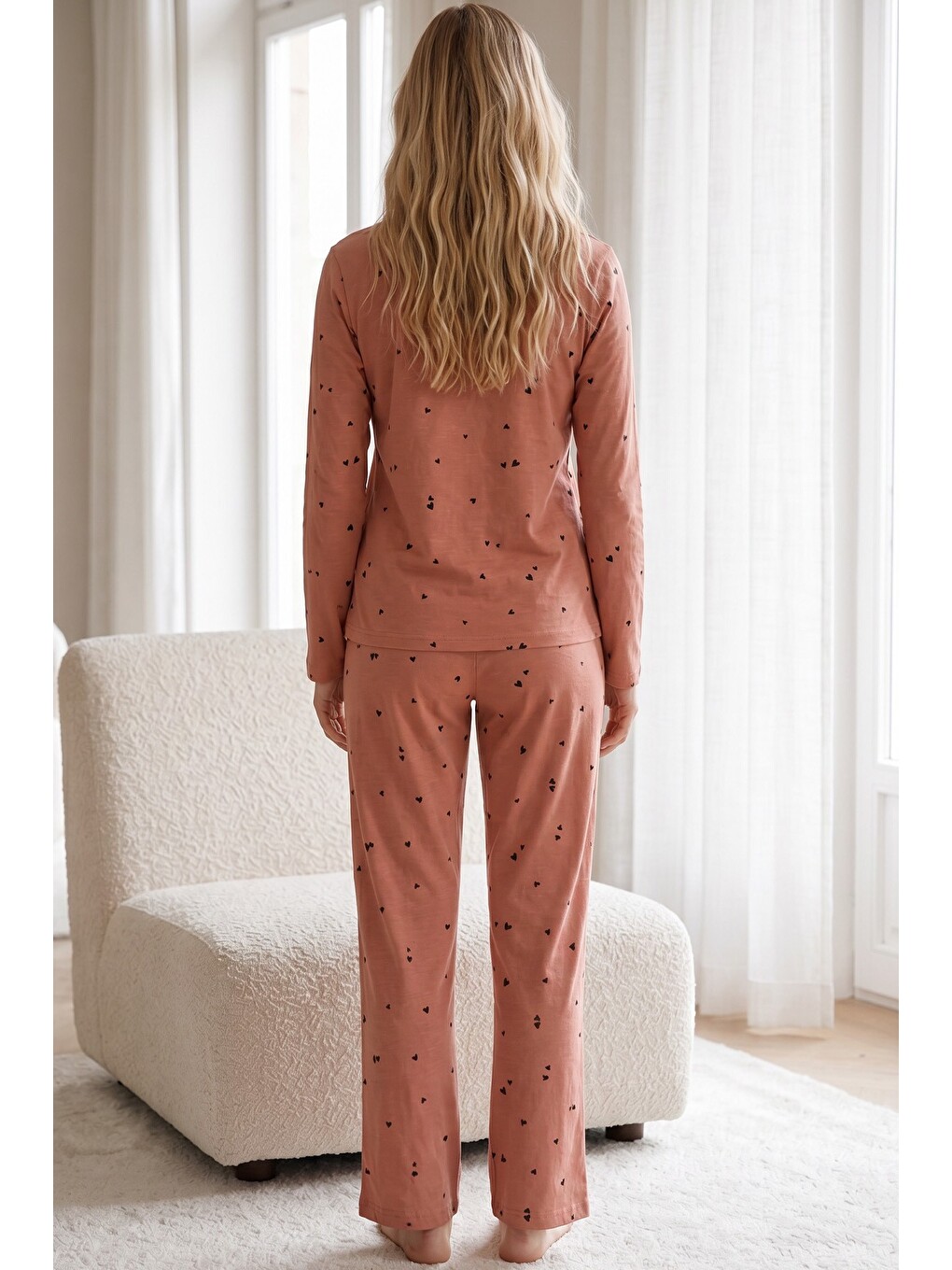 Karışık Düğmeli Pamuklu Elastanlı Örme Pijama Takım26240341-2