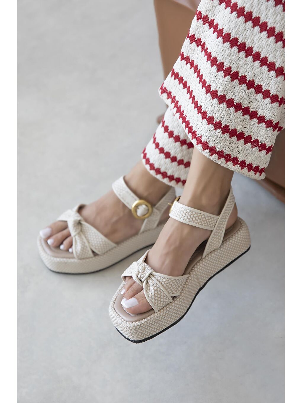 Motta Kadın Hasır Sandalet Bej-1