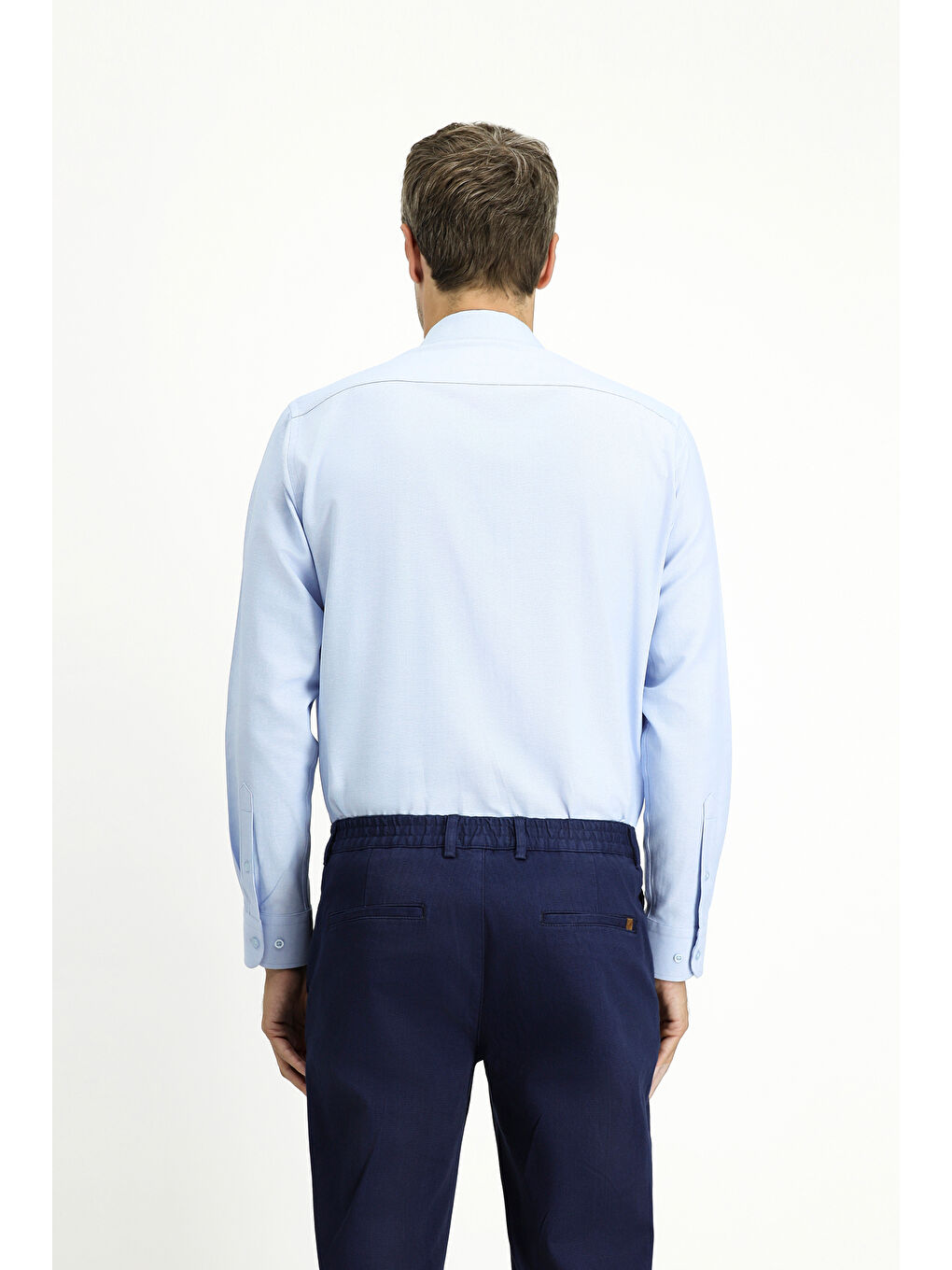 Mavi Uzun Kol Regular Fit Klasik Yaka Oxford Pamuklu Kolay Ütülenebilir Büyük Beden Gömlek-3