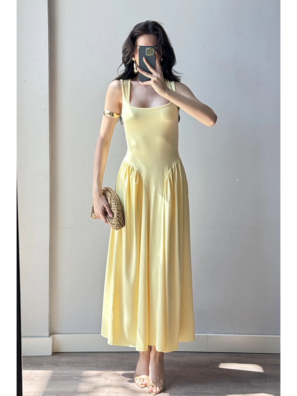 Kadın Sarı Uzun Elbise 0994-0099-1