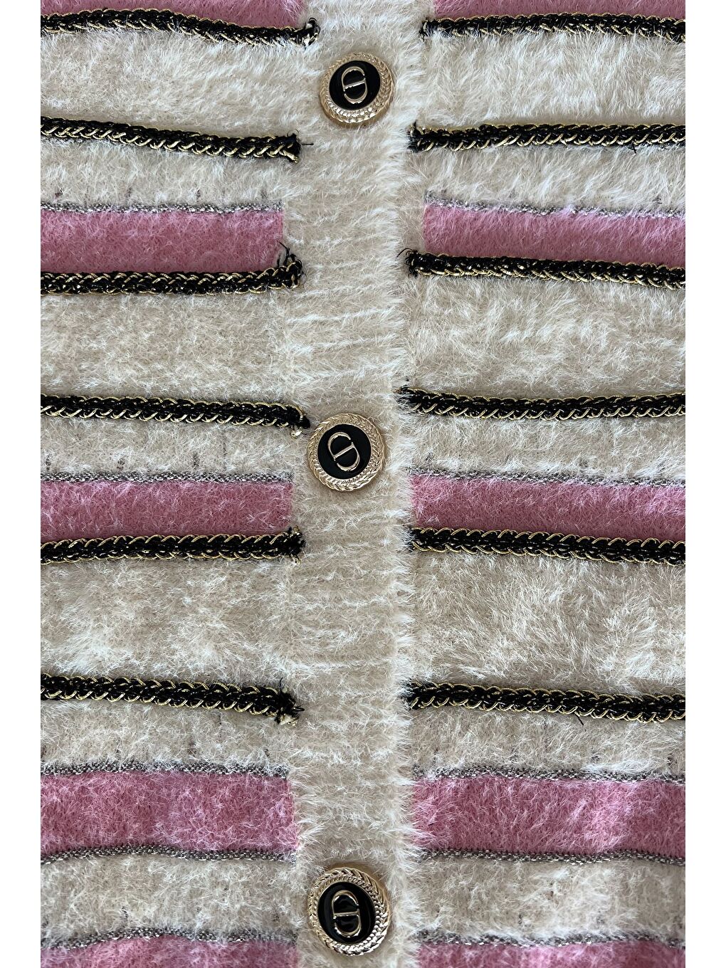 Pembe Çizgili Yumoş Triko Hırka-4