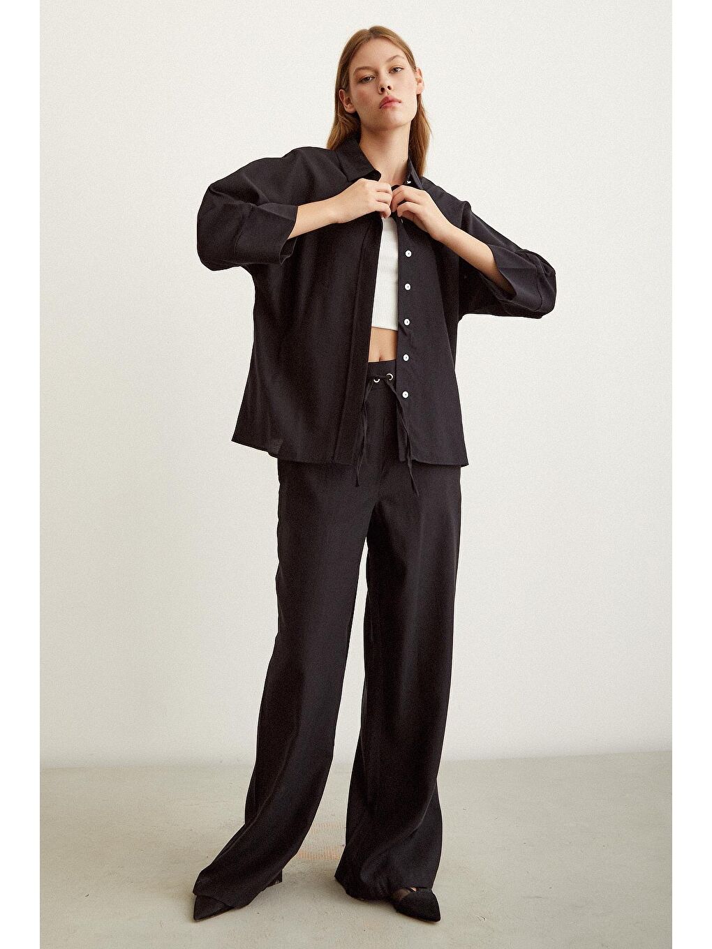 Siyah Yarasa Kol  Gömlek-1