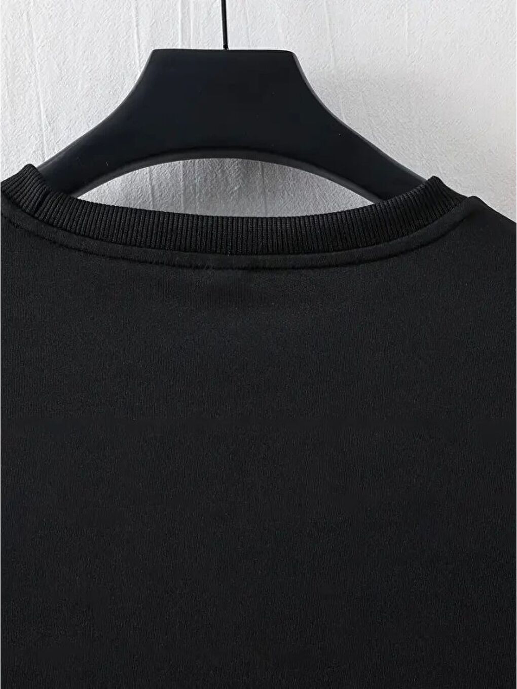 Baskılı Oversize Bisiklet Yaka T-shirt - Siyah-1