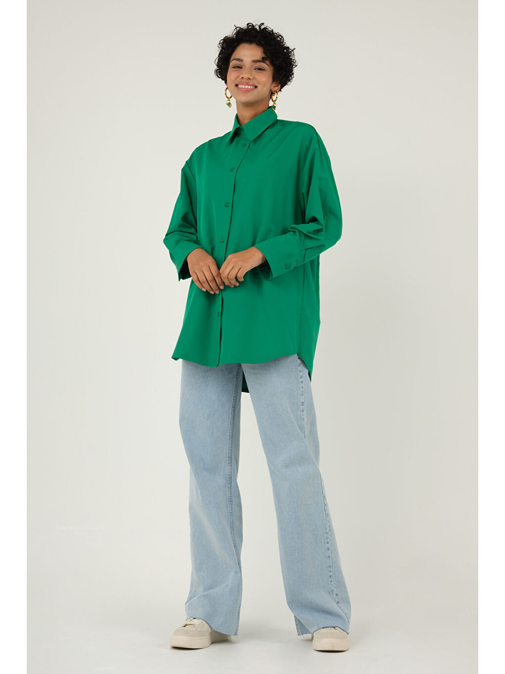 Poplin Gömlek Kısa Çimen Yeşili