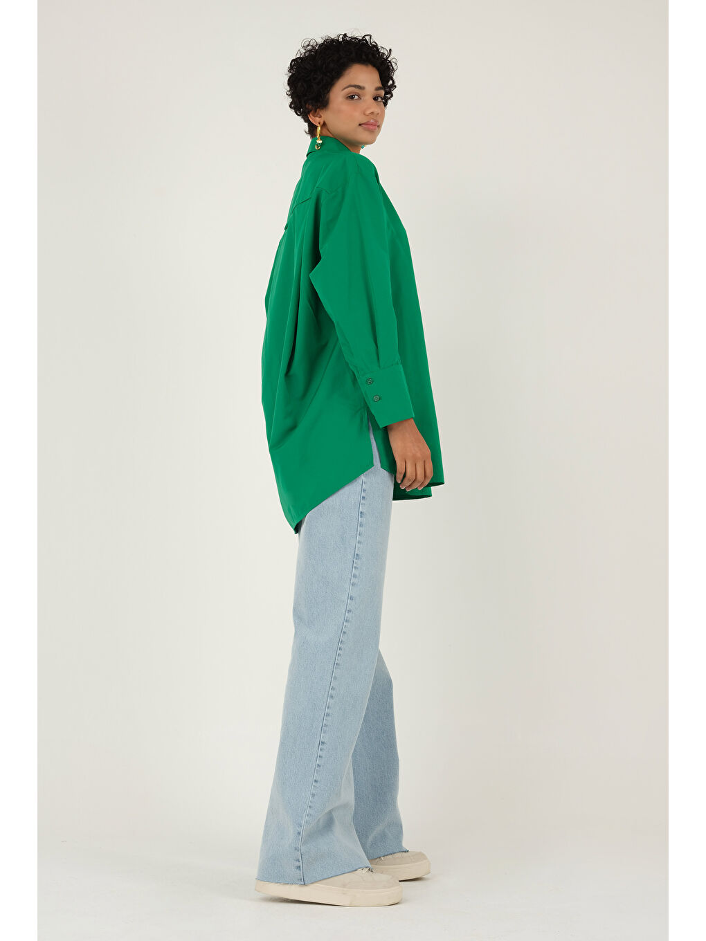 Poplin Gömlek Kısa Çimen Yeşili-3