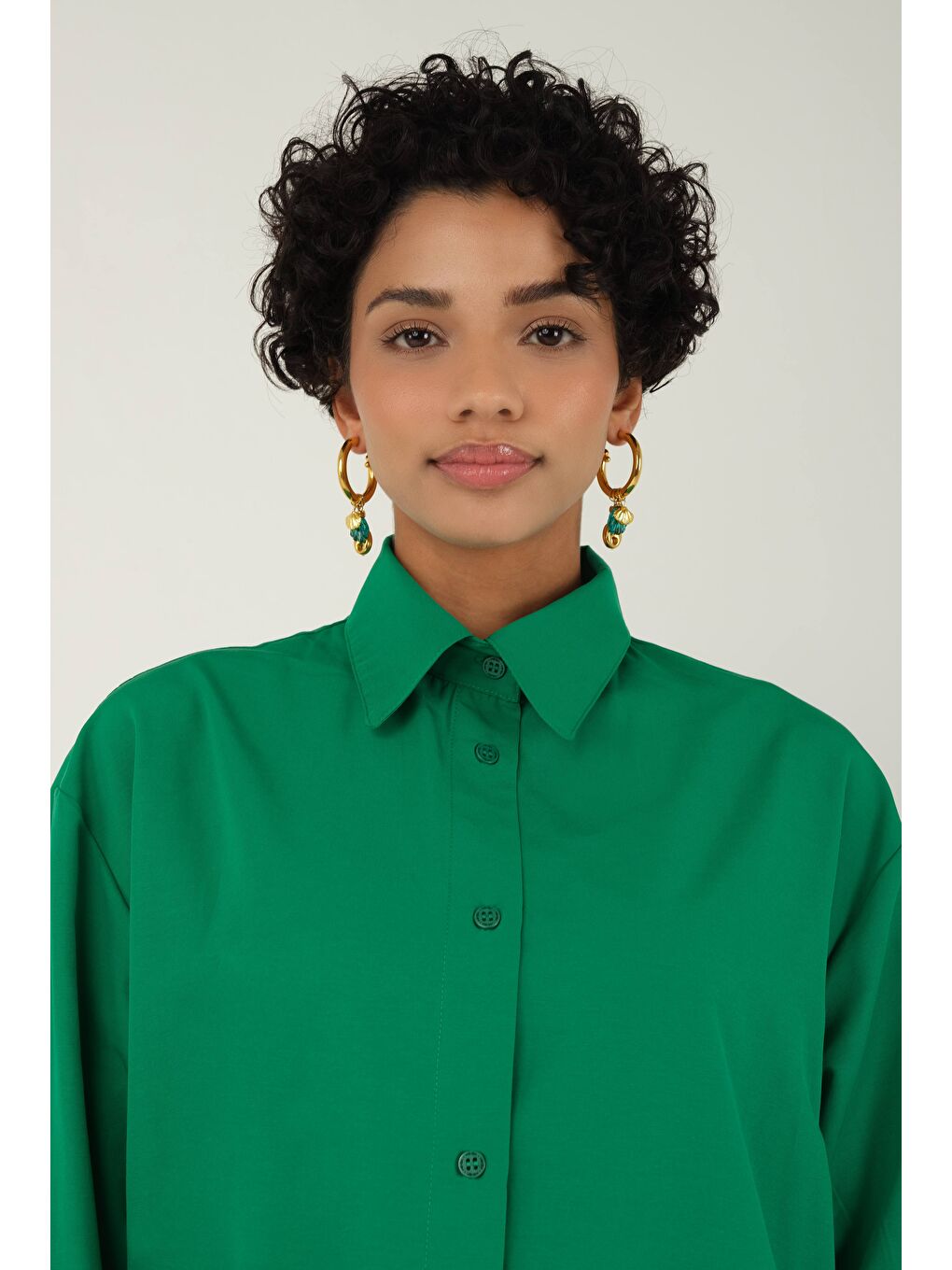 Poplin Gömlek Kısa Çimen Yeşili-4