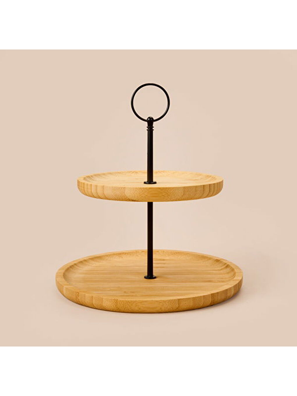 Kahverengi 2 Katlı Bambu Servis Tabağı