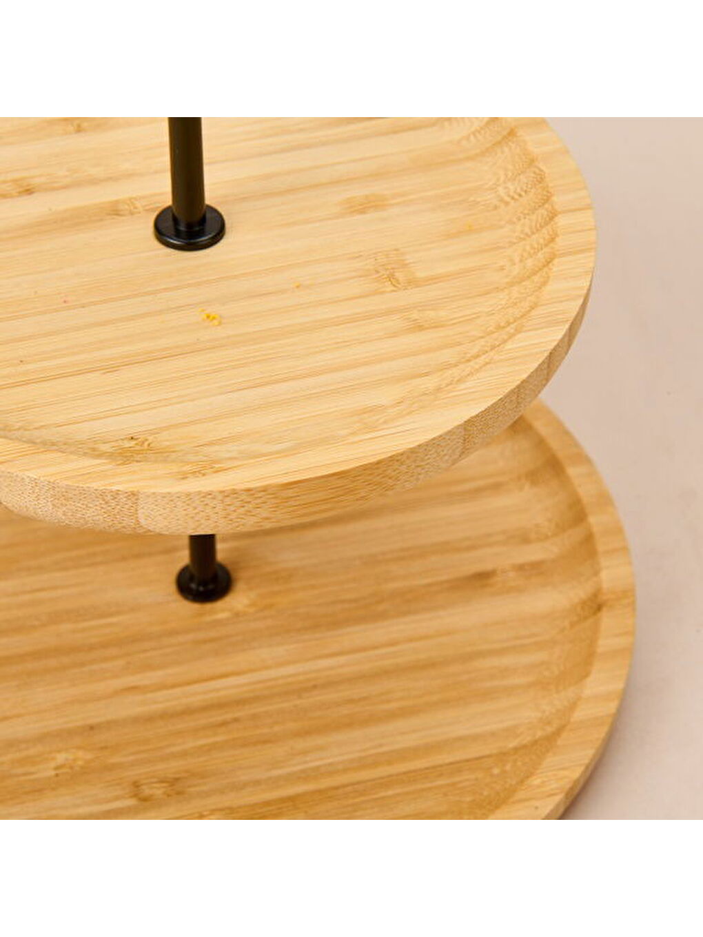 Kahverengi 2 Katlı Bambu Servis Tabağı-1