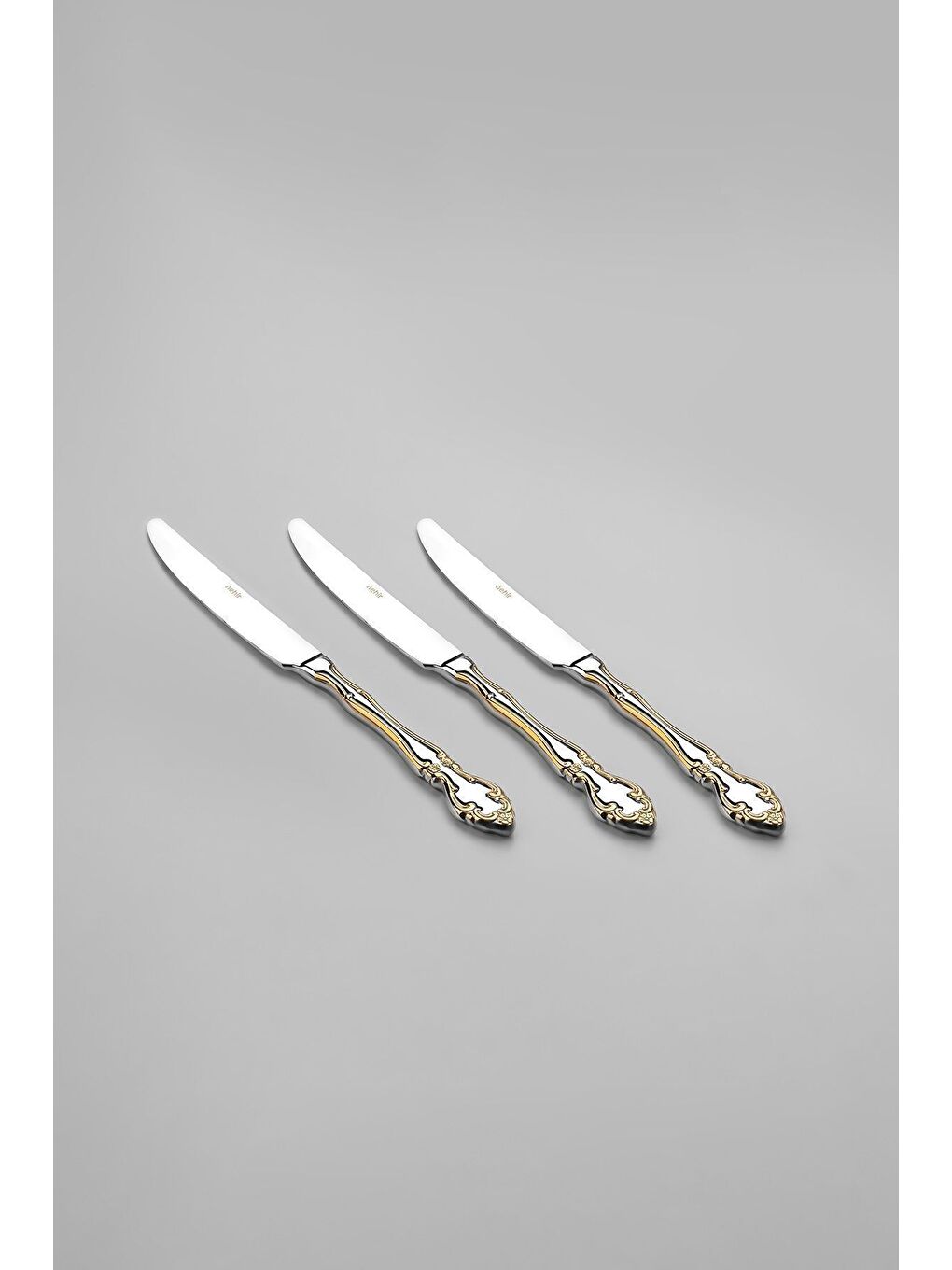 Sarı Adriana Altın Sade 12 Kişilik 72 Parça Kutulu Çatal Kaşık Bıçak Takımı-7