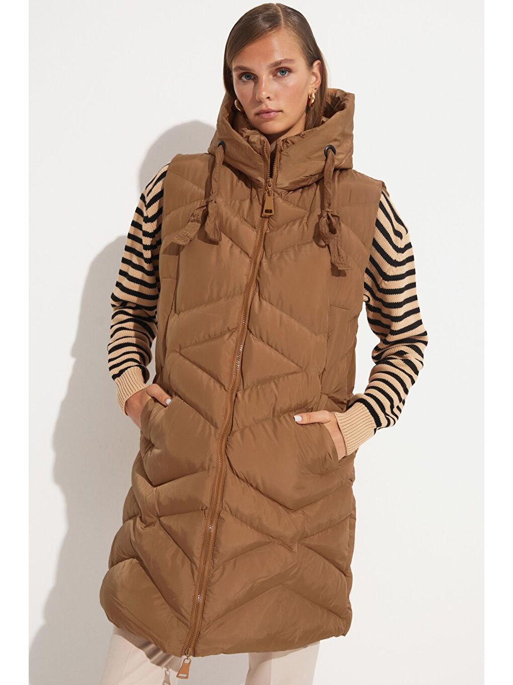 Kahverengi Kadın Yelek-3