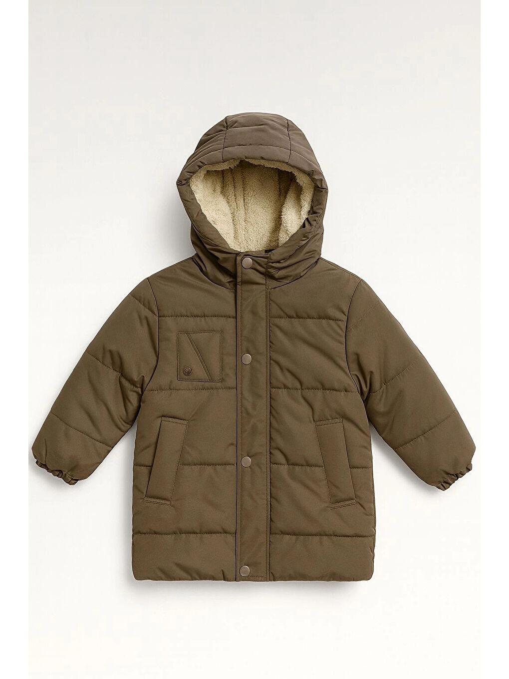 Bej Kapüşonlu Kışlık Kız Çocuk Mont 4235-1