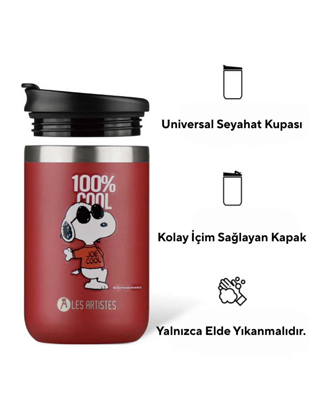 Karışık Isı Yalıtımlı Çelik Termos Mug 350ml Cool Snoopy-2