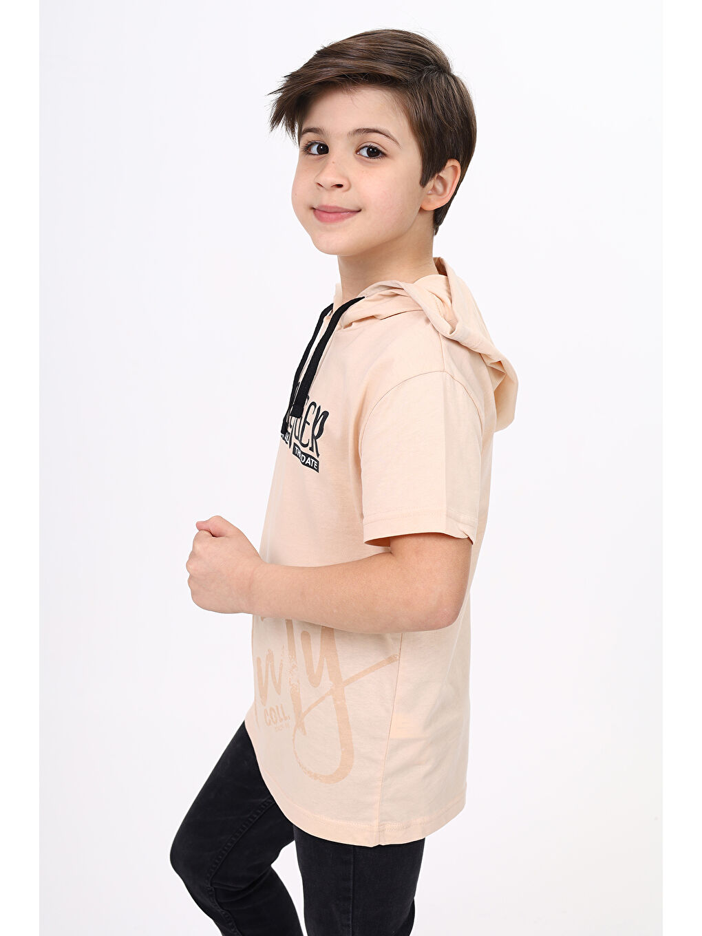Bej Erkek Çocuk Baskılı Tişört-1