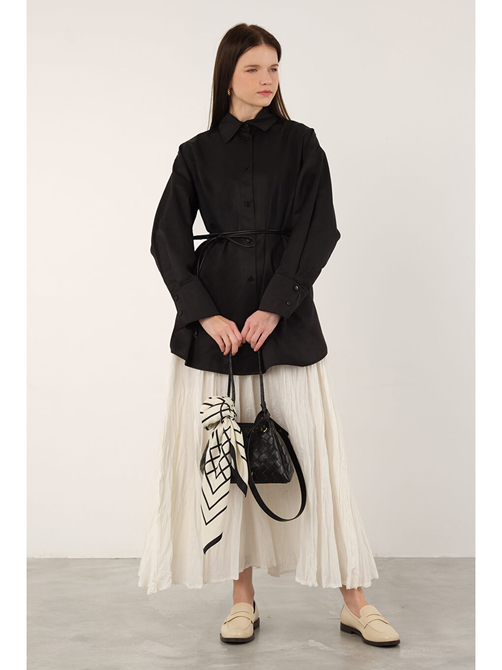 Poplin Gömlek Kısa Siyah