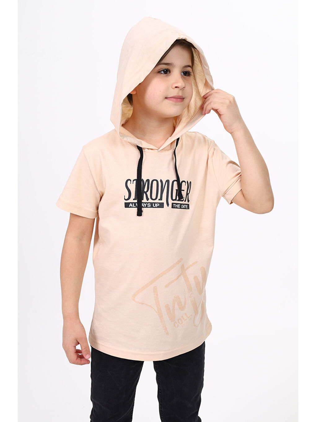 Bej Erkek Çocuk Baskılı Tişört-3