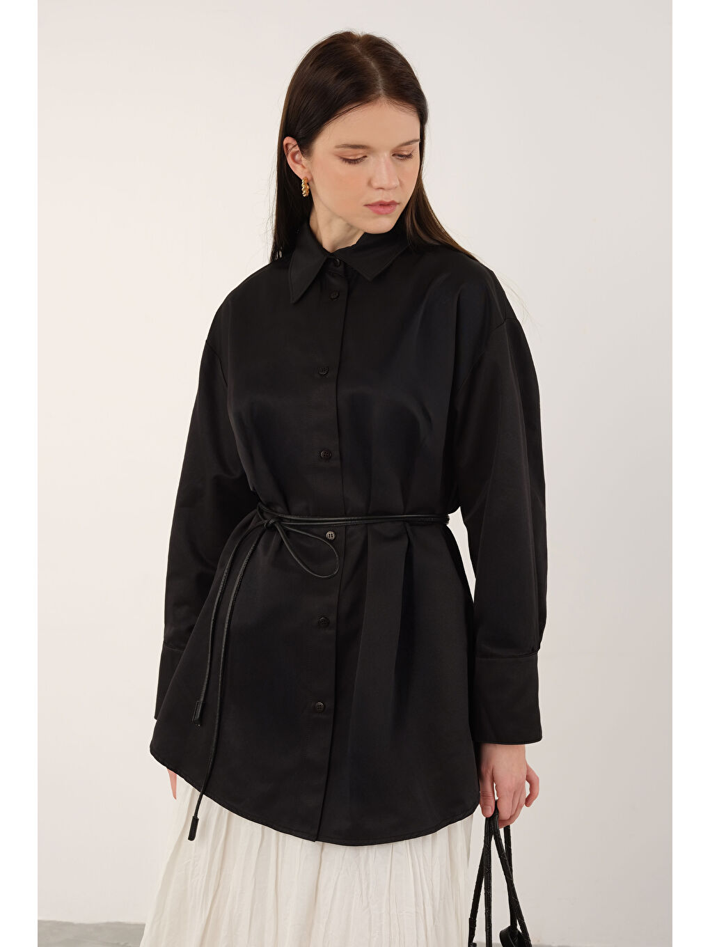 Poplin Gömlek Kısa Siyah-1