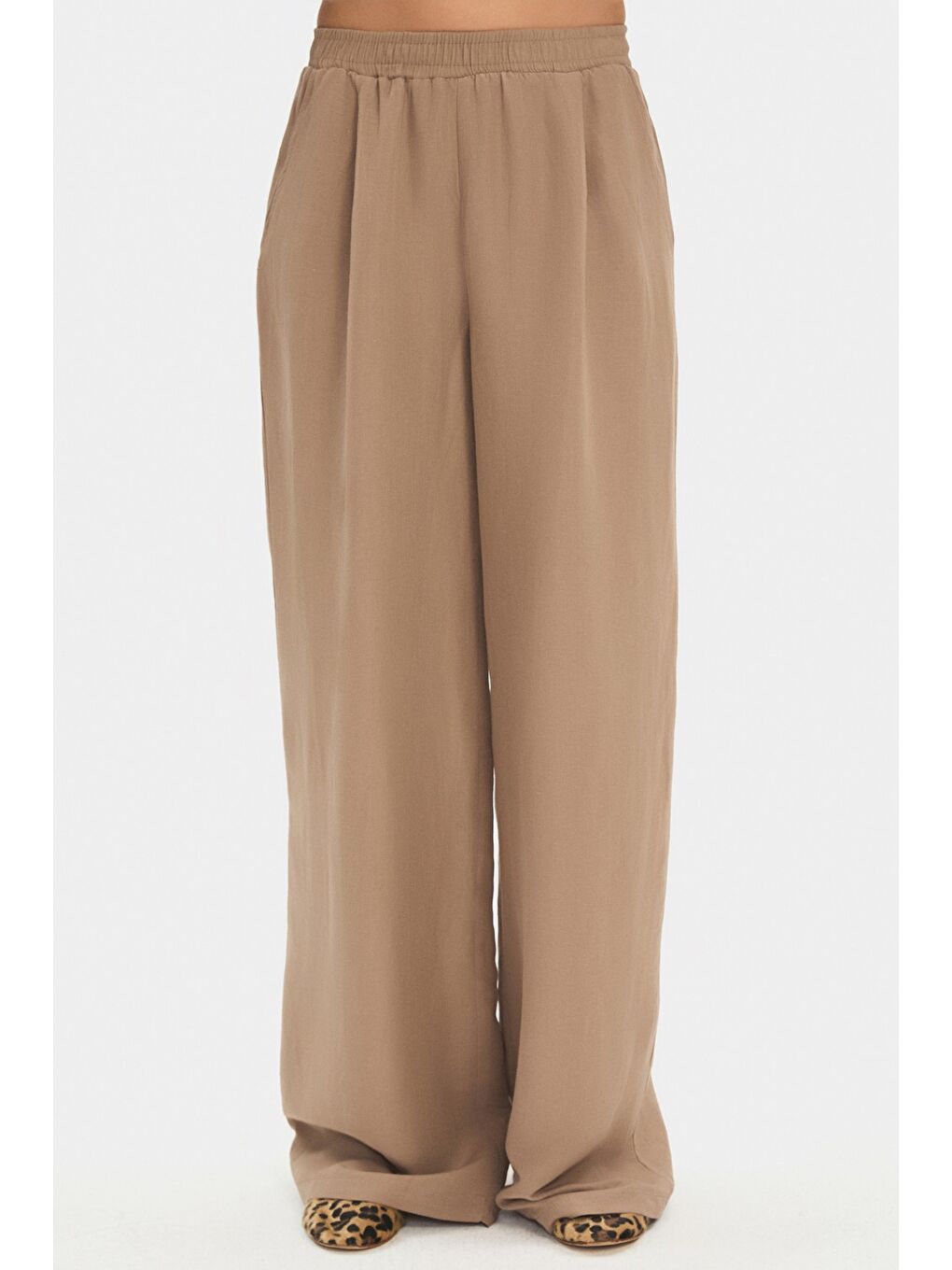 Bej Viskon Keten Gömlek Pantolon Takım-1