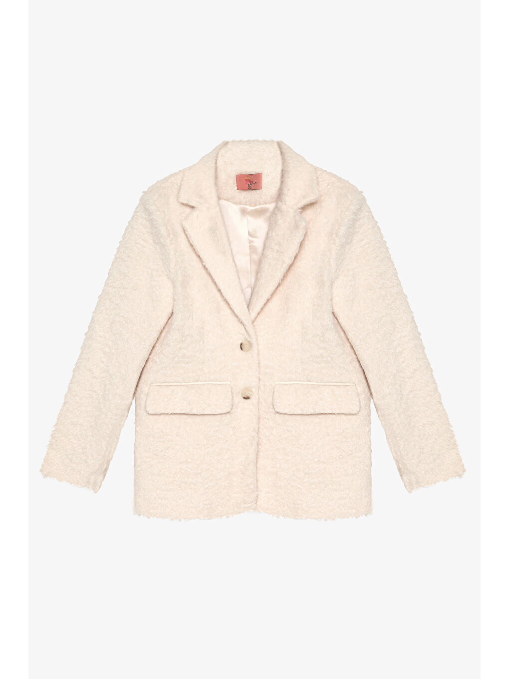 Tüylü Dokulu Oversize Blazer Ceket Ekru