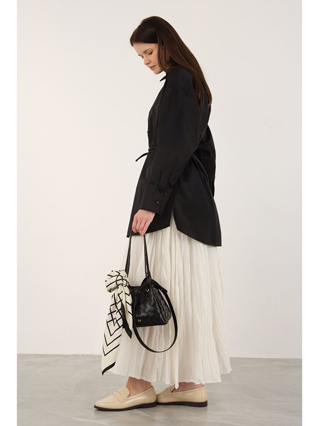 Poplin Gömlek Kısa Siyah-2