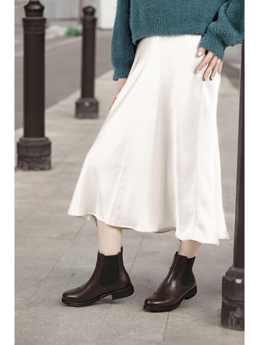 Bordo Kadın KOYU BORDO Kauçuk Taban Hakiki Deri Chelsea Bot-1