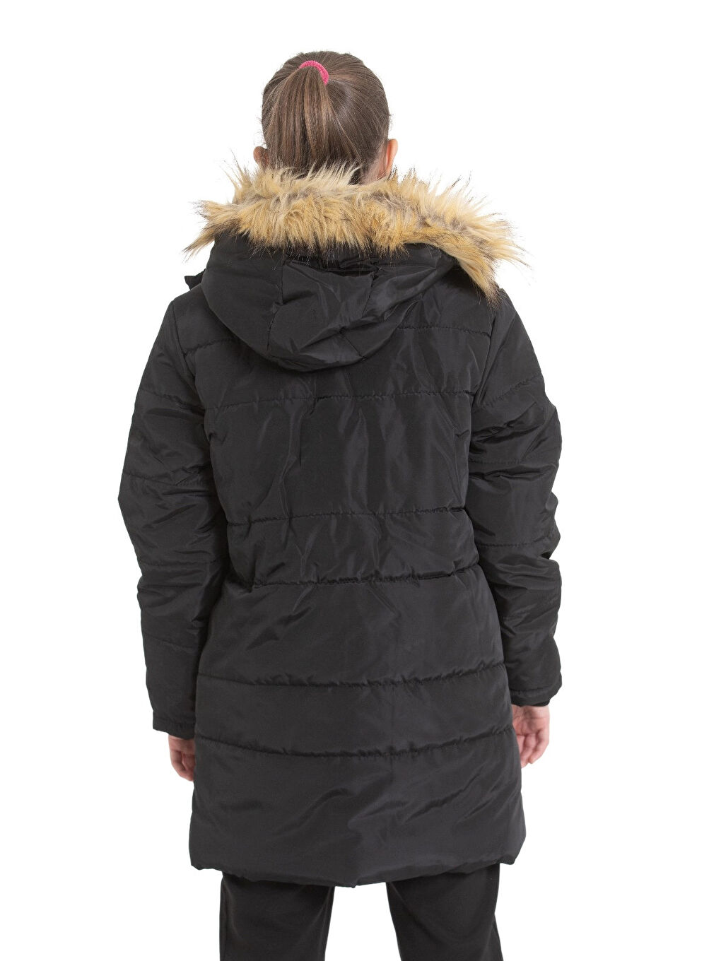 Siyah Kapüşonlu Kışlık Kız Çocuk Mont 4216-2