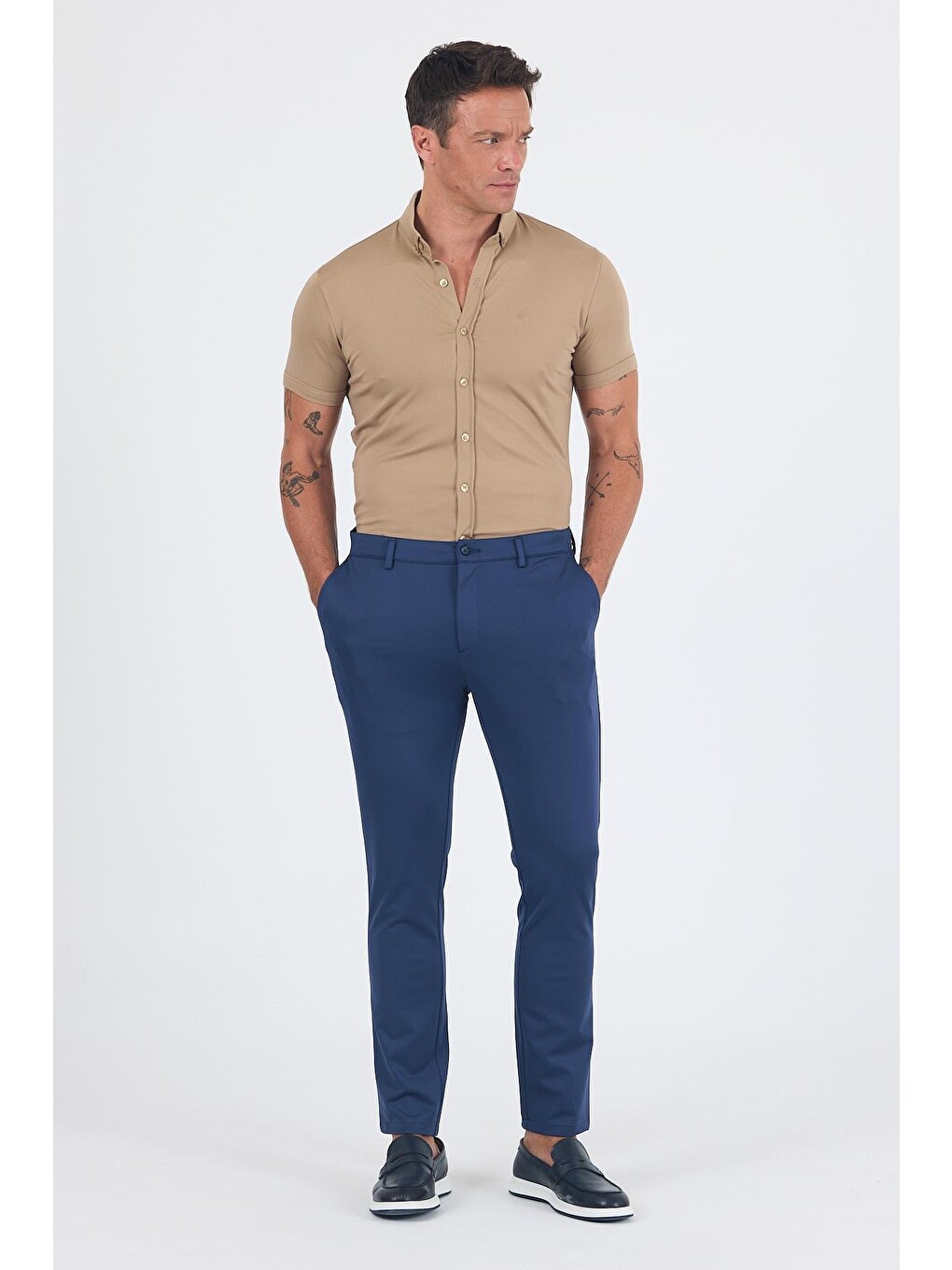 Lacivert Yandan Cepli Casual Slim Fit Pantolon 1003250163-2