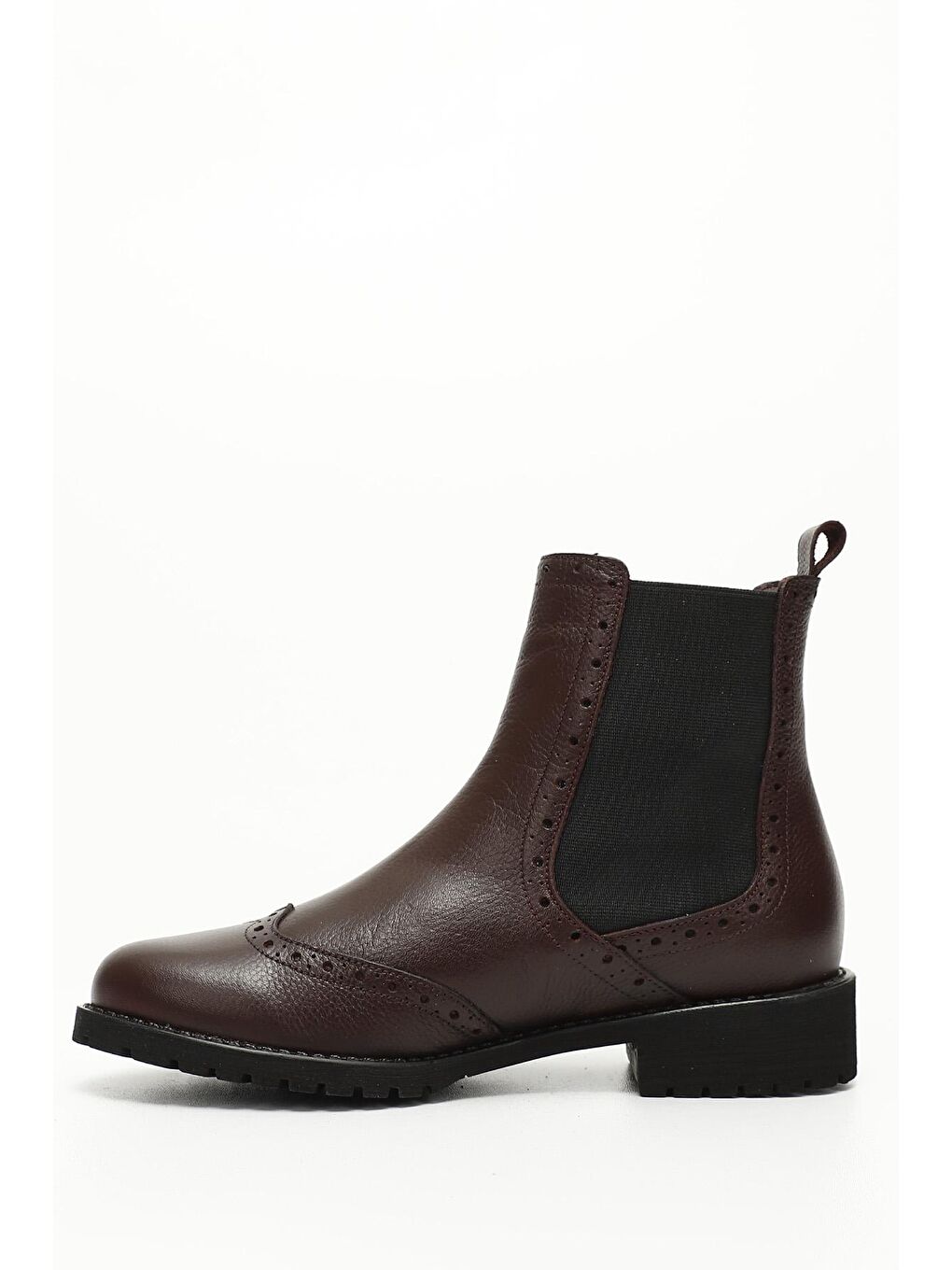 Bordo Kadın KOYU BORDO Kauçuk Taban Hakiki Deri Chelsea Bot-3