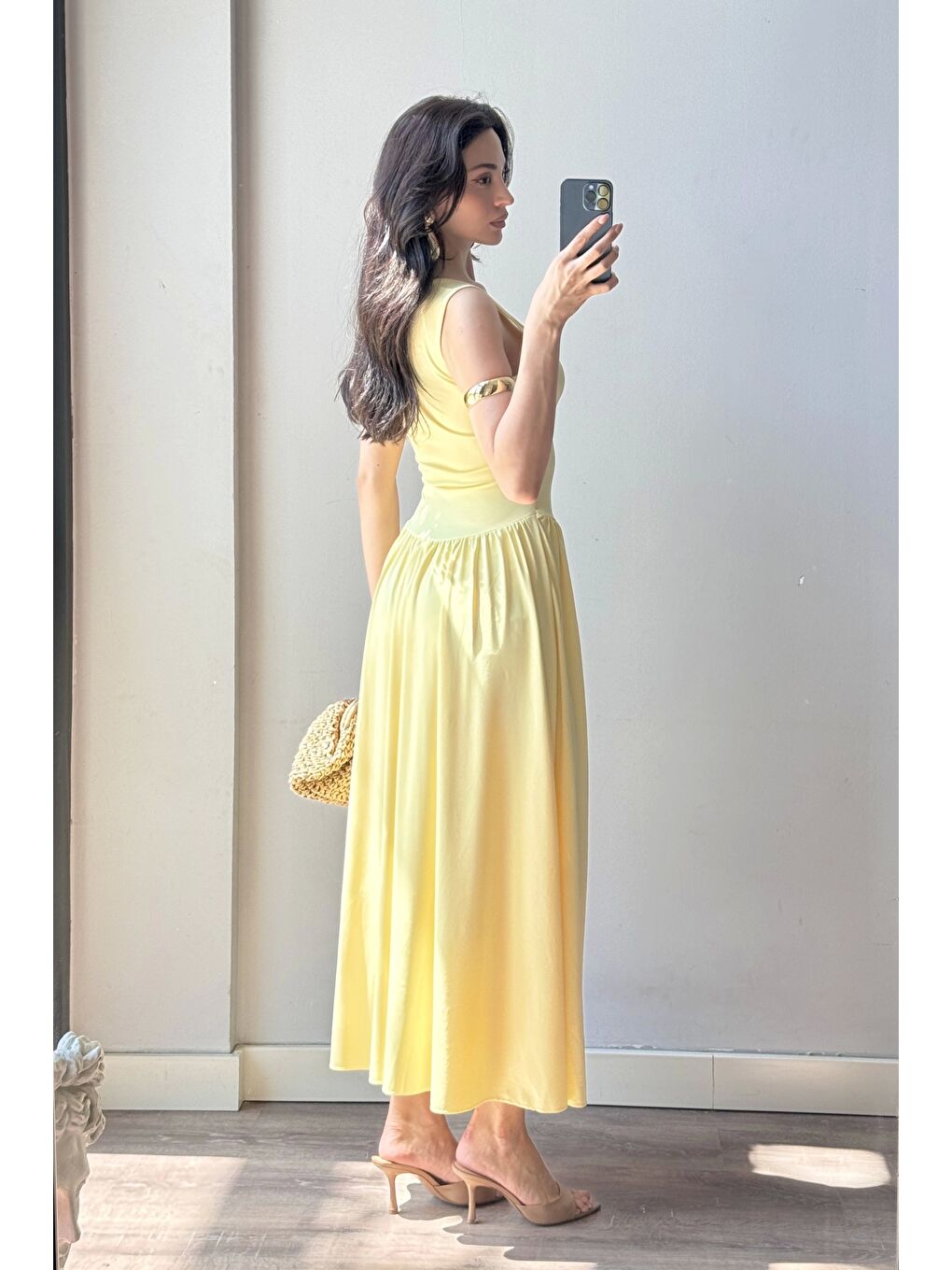 Kadın Sarı Uzun Elbise 0994-0099-3