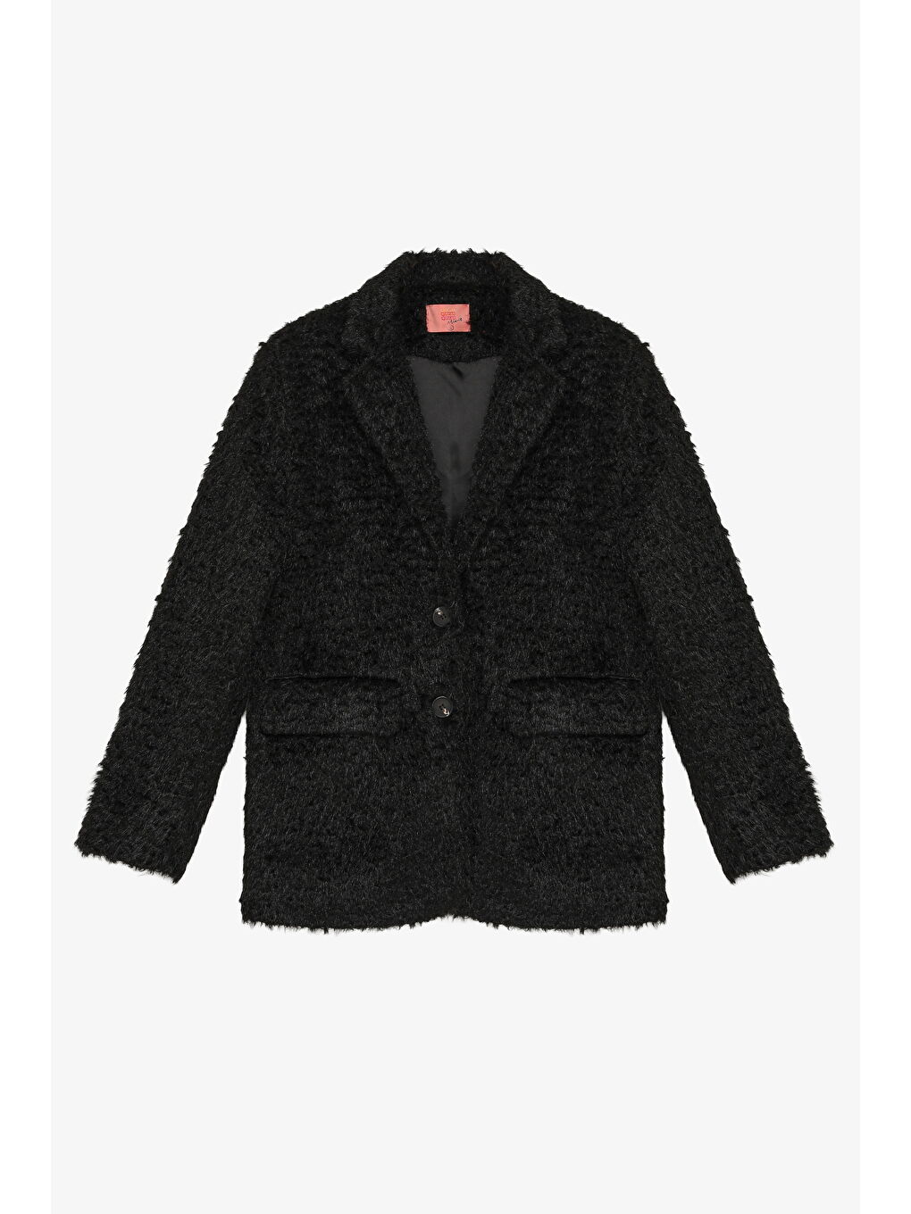 Tüylü Dokulu Oversize Blazer Ceket Siyah