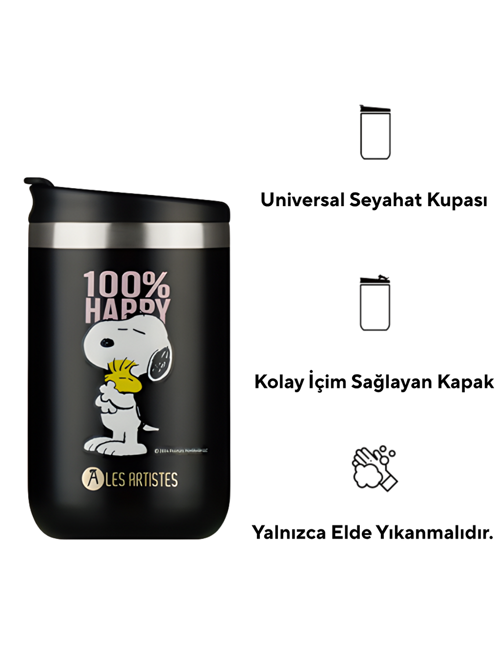 Karışık Isı Yalıtımlı Çelik Termos Mug 350ml Happy Snoopy-2