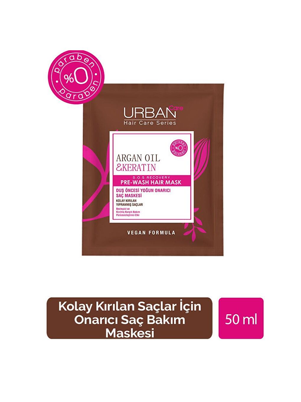 Urban Care Argan Yağı&Keratin Kolay Kırılan Saçlar Besleyici Duş Öncesi Saç Bakım Maskesi-Vegan-50ML