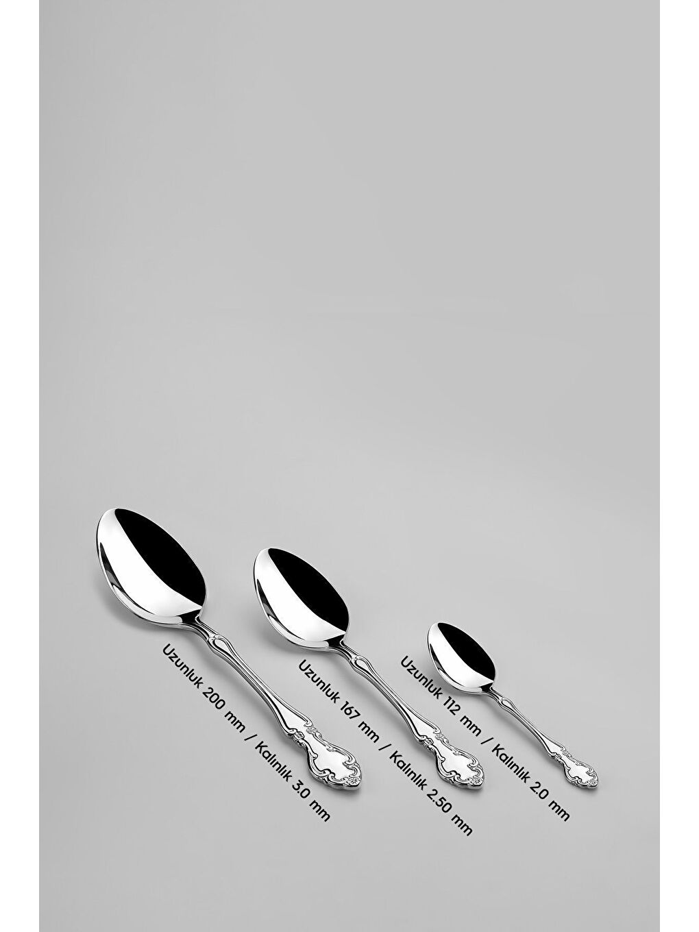 Gri Adriana Sade 12 Kişilik 72 Parça Kutulu Çatal Kaşık Bıçak Takımı-4