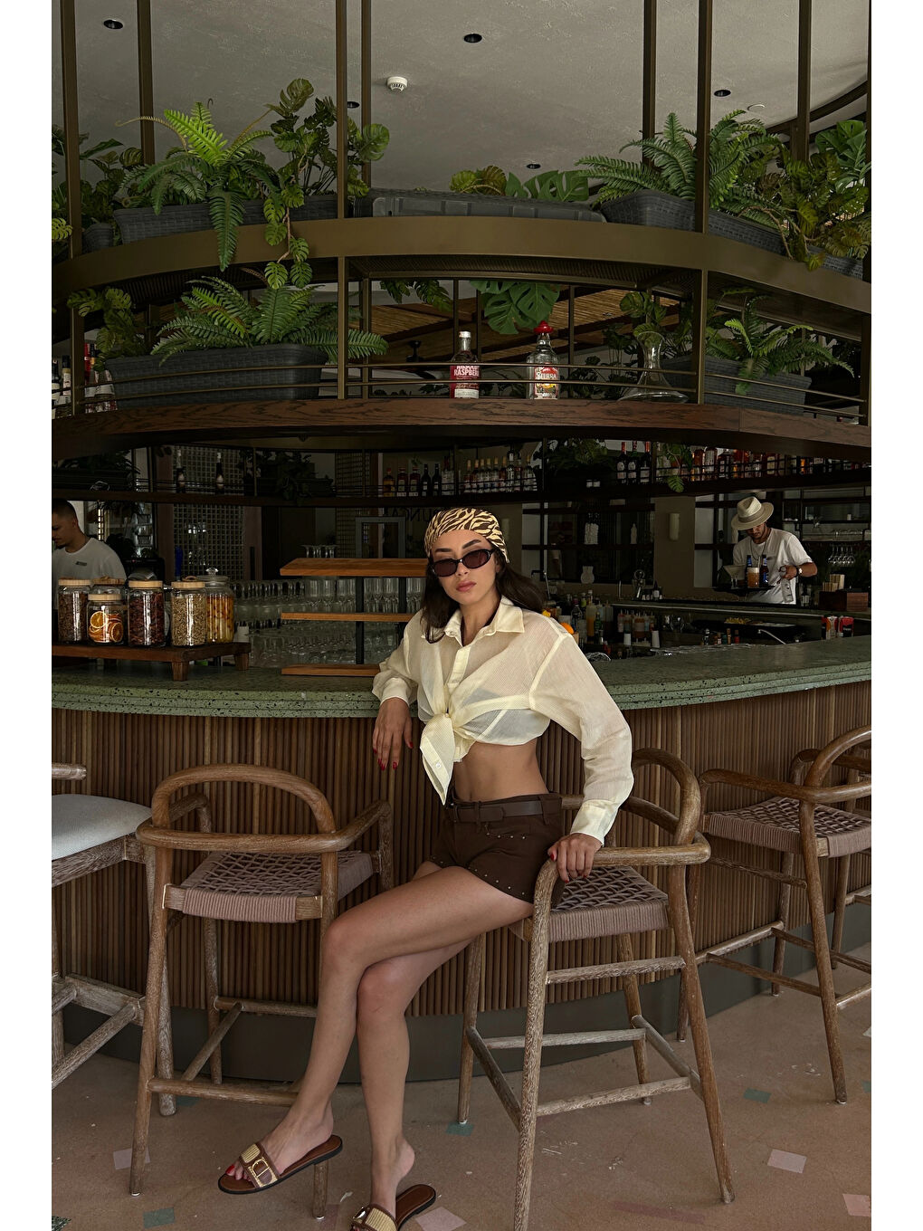 Kadın Sarı Transparan Çizgili Gömlek 1006-6876-6