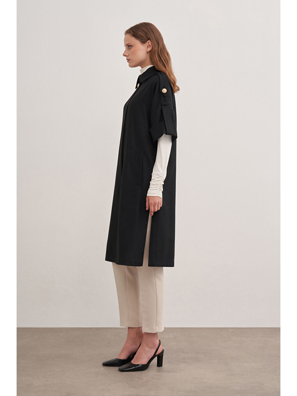 Siyah 9144111 Apolet Detaylı Yelek-1