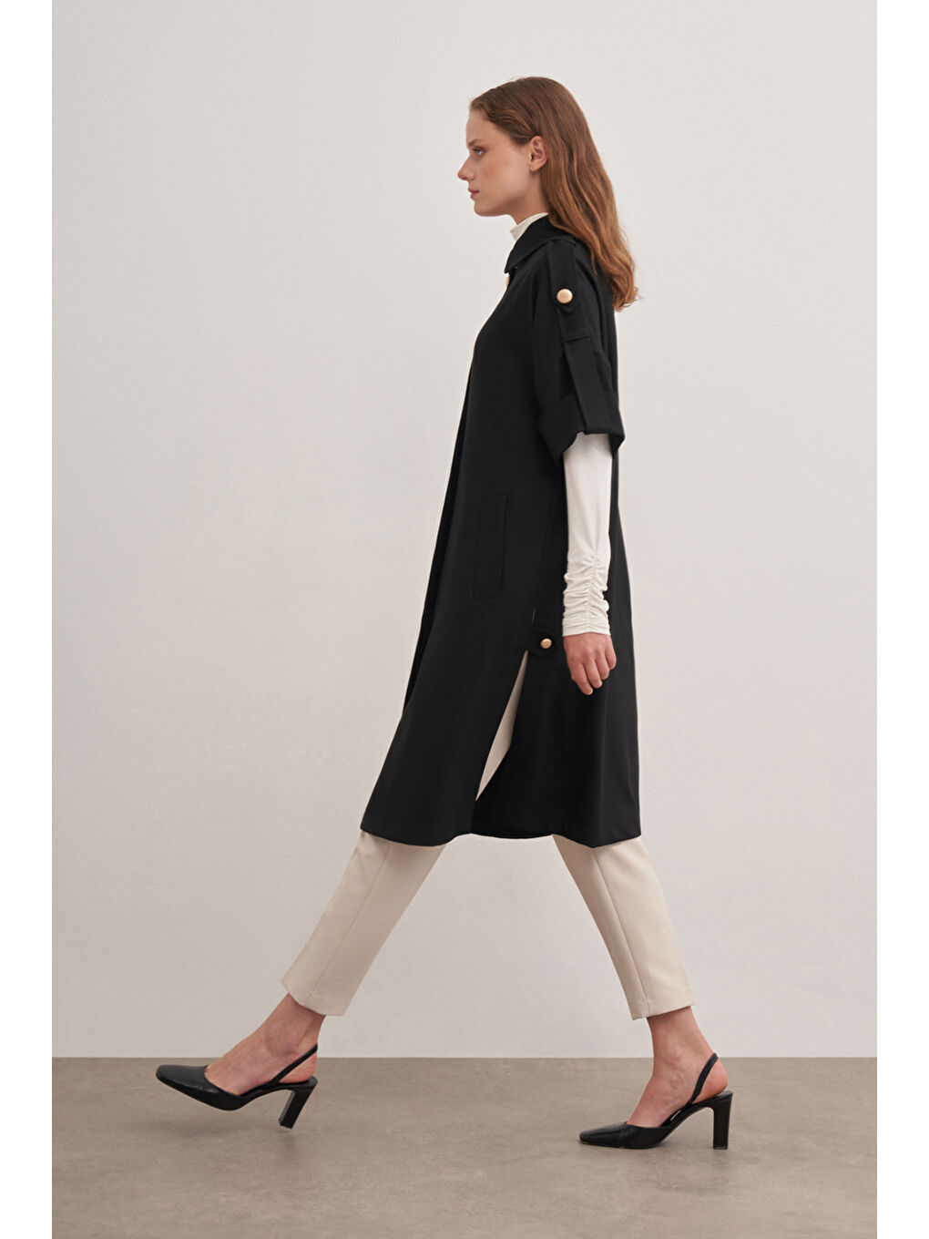 Siyah 9144111 Apolet Detaylı Yelek-3