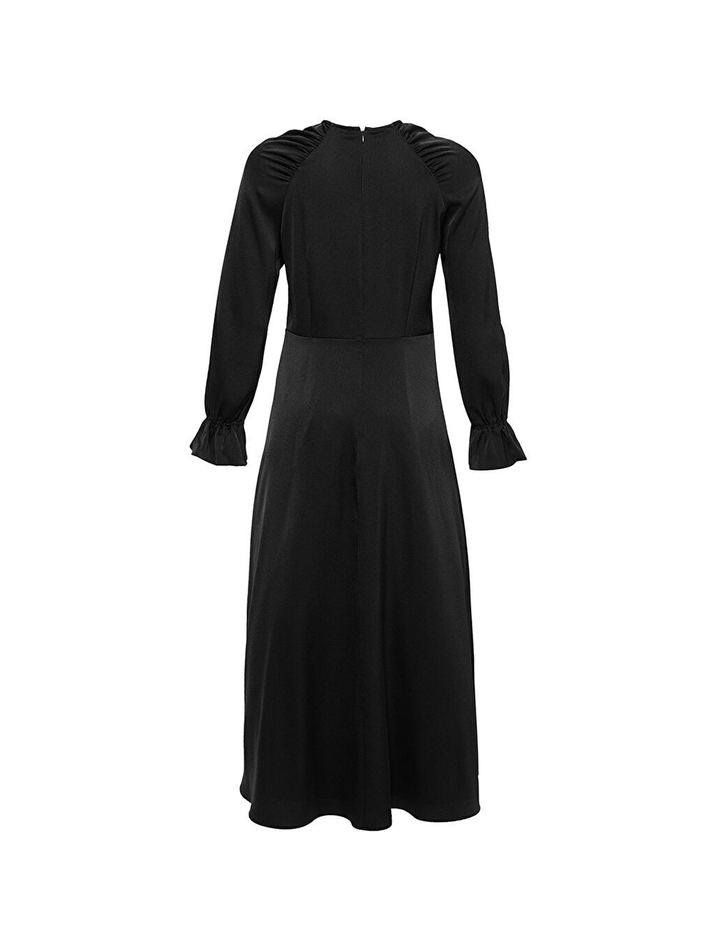 Siyah Büzgü Detaylı Elbise-2