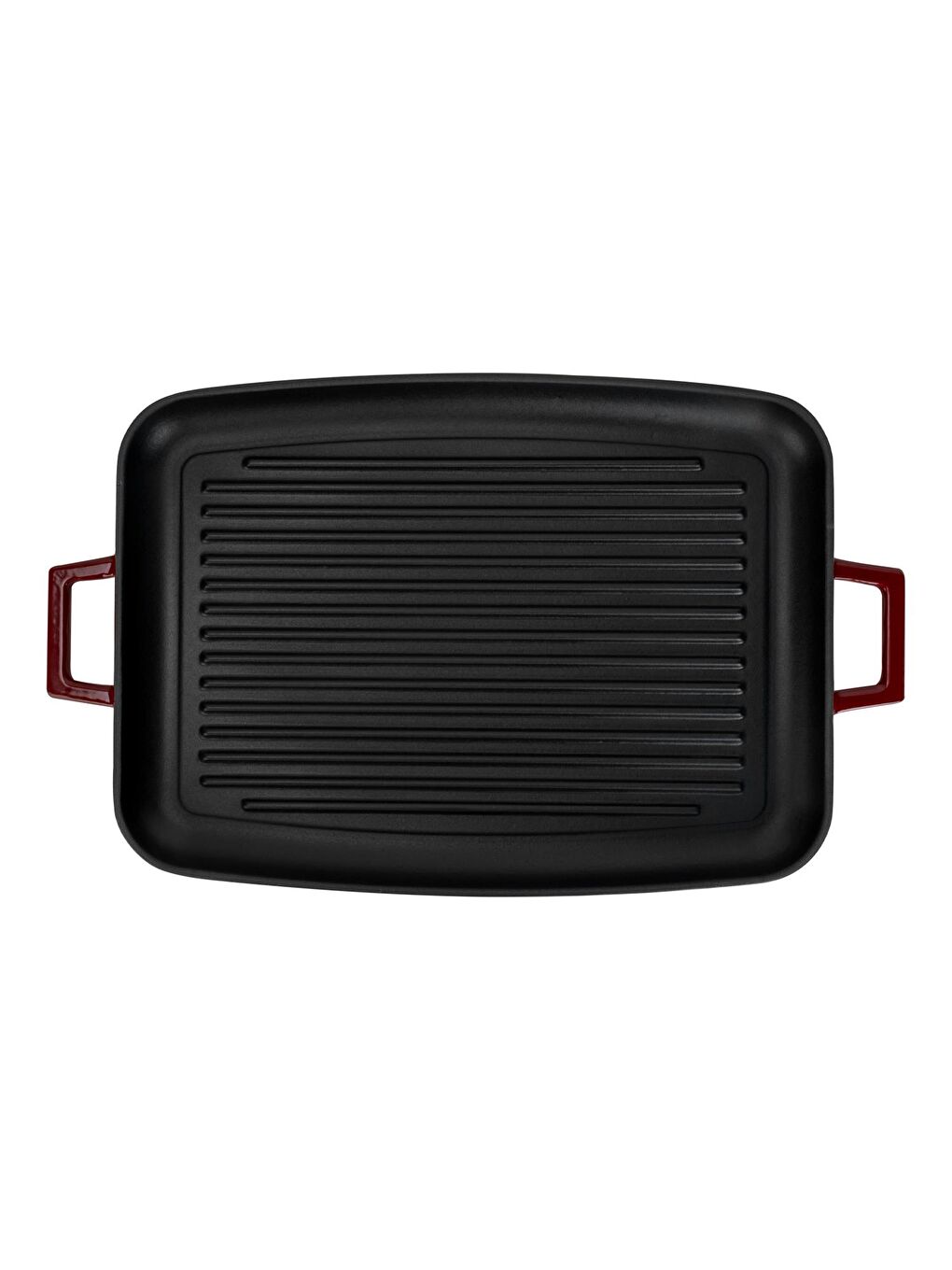 Bordo Dikdörtgen Izgara Tepsi Döküm Demir Yekpare Çift Kulplu Ölçü 31x42cm.-2