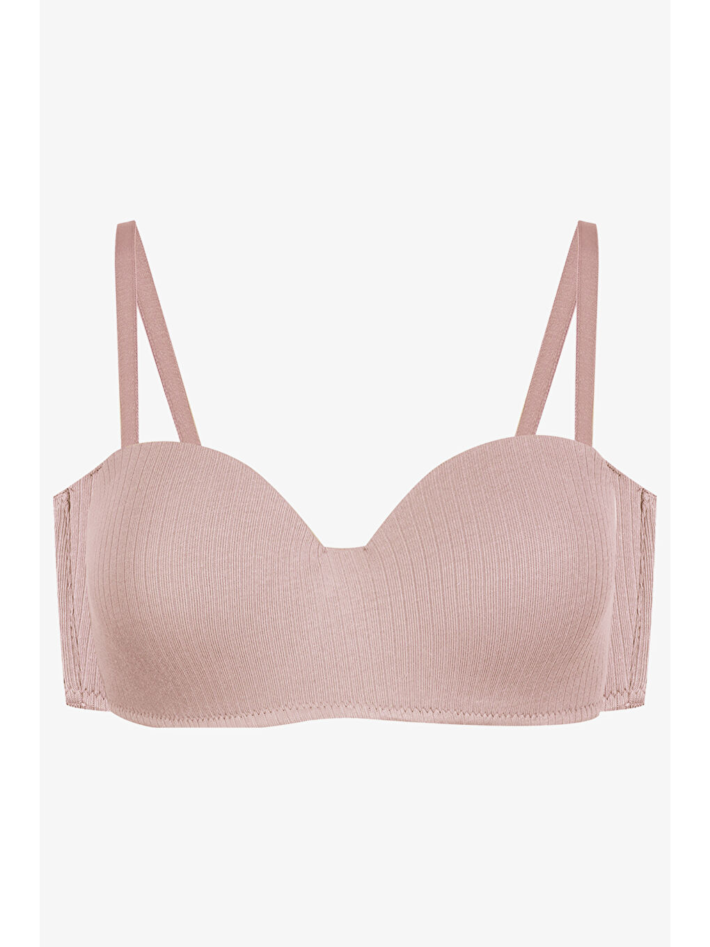 Ekru Kadın Dolgusuz Pamuklu Fitilli Straplez Sütyen