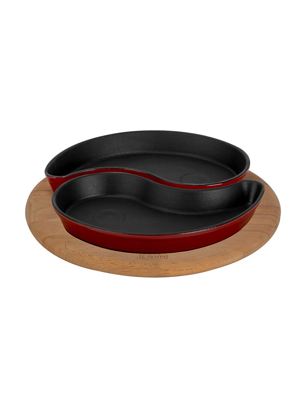 Bordo Damla Formlu 2'li Set Yingyang Fajita Tabağı Kayın Servis Ahşabı Ölçü 10x20cm.-1